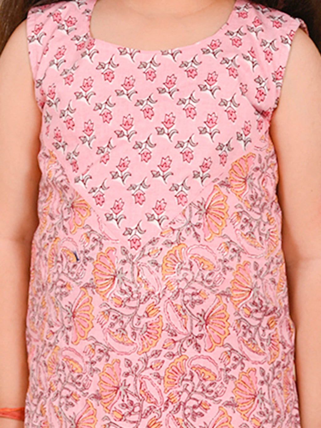 Pink Sleeveless Kurti Set