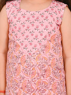 Pink Sleeveless Kurti Set