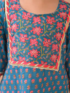 Blue kurti  paired with Pink Plazo pant