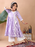 Purple Angrakha Kurti  paired with white Plazo pant