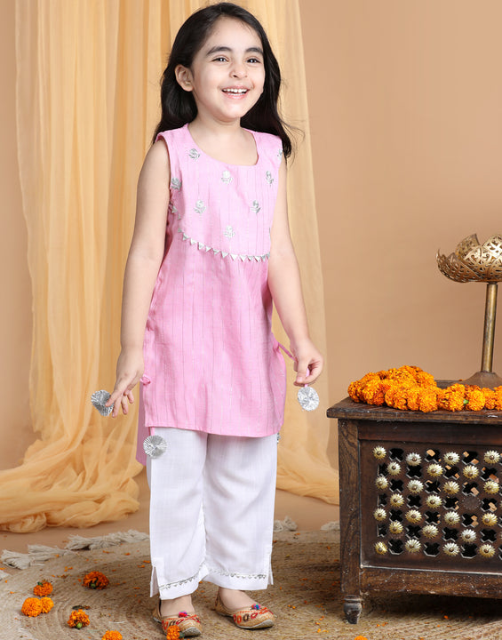 Pink Embroidered Kurti set