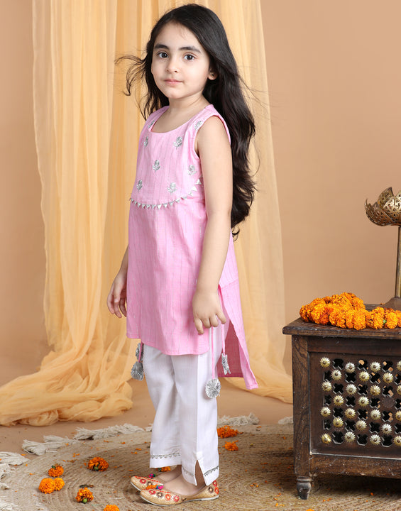 Pink Embroidered Kurti set