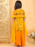 Yellow Patola printed 3/4 Skeeves kurti with flair pant and dupatta