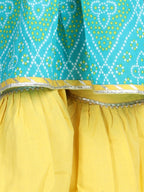 Green Leheriya Detail Kurti With yellow Sharara