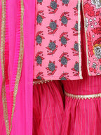 Pink Kurti with Pink sharara pant and dupatta