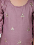 Purple embroidered Kurti with sharara and dupatta