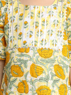 Yellow 3/4 sleeves printed Kurti with yellow sharara pant and dupatta