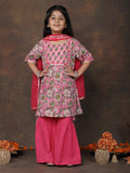 Pink Katha Kurti with Pink sharara pant and dupatta