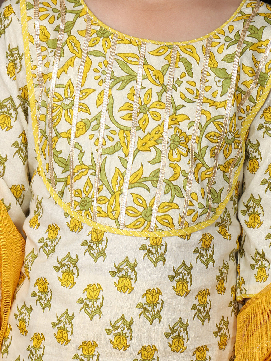 Yellow Kurti with Yellow sharara pant and dupatta