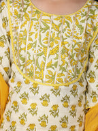 Yellow Kurti with Yellow sharara pant and dupatta