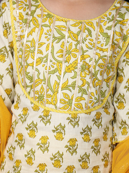Yellow Kurti with Yellow sharara pant and dupatta
