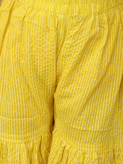 Yellow Kurti with Yellow sharara pant and dupatta