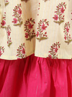 Yellow Cotton Lurex Print Kurti with Lace Detailing & Solid Colour Sharara