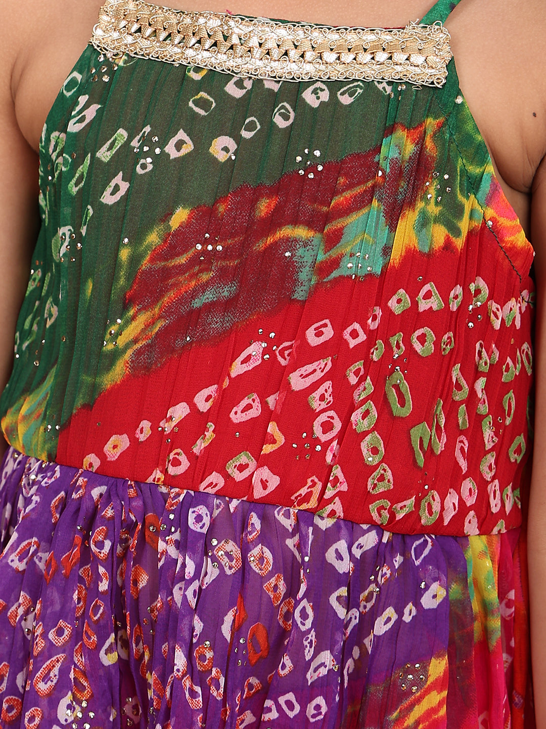 Pink bandez printed Crushed sleeveless kurti with Pink sharara and dupatta