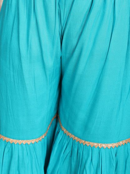 Blue sleeveless kurti with Blue sharara