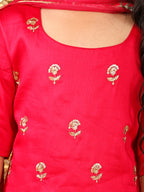 Pink embroidered 3/4 Skeeves kurti with sharara and dupatta