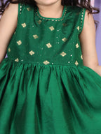 Green sleeveless embroidered Kurti Sharara set