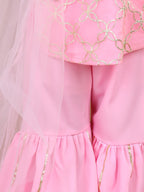 Pink Net Gota Patti Detailed Kurta Sharara With Dupatta