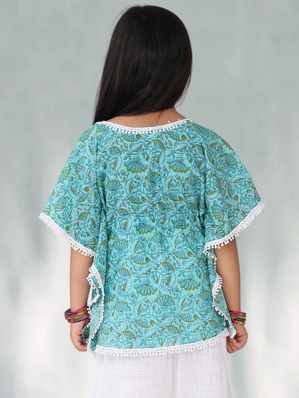 Blue Jaal Floral Printed Kaftan
