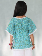 Blue Jaal Floral Printed Kaftan