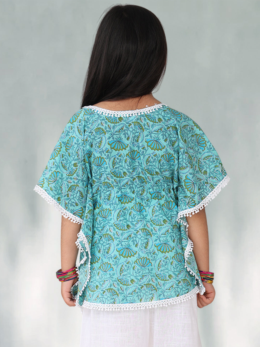 Blue Jaal Floral Printed Kaftan