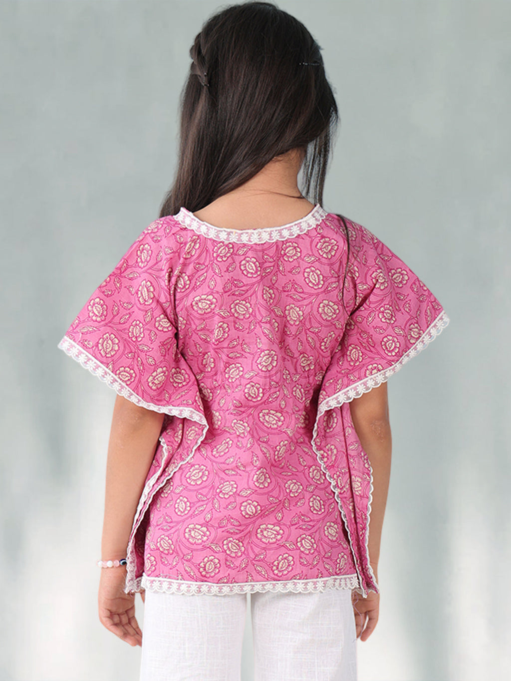 Pink Floral Printed Kaftan