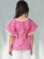 Pink Floral Printed Kaftan