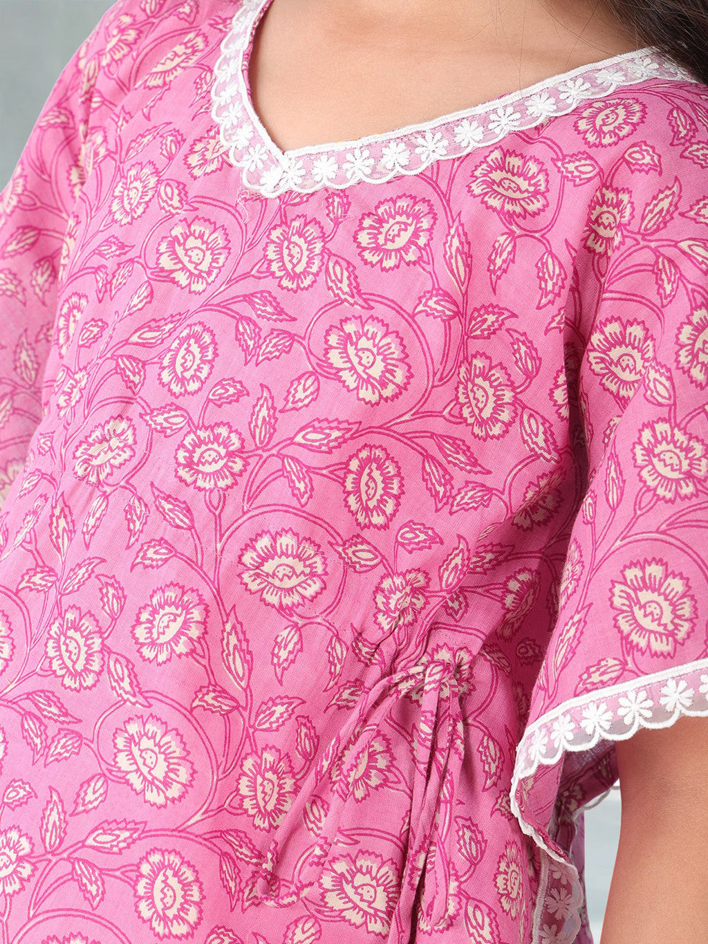 Pink Floral Printed Kaftan