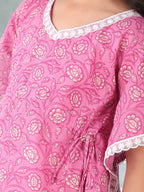 Pink Floral Printed Kaftan
