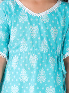 Blue Floral Printed Kaftan