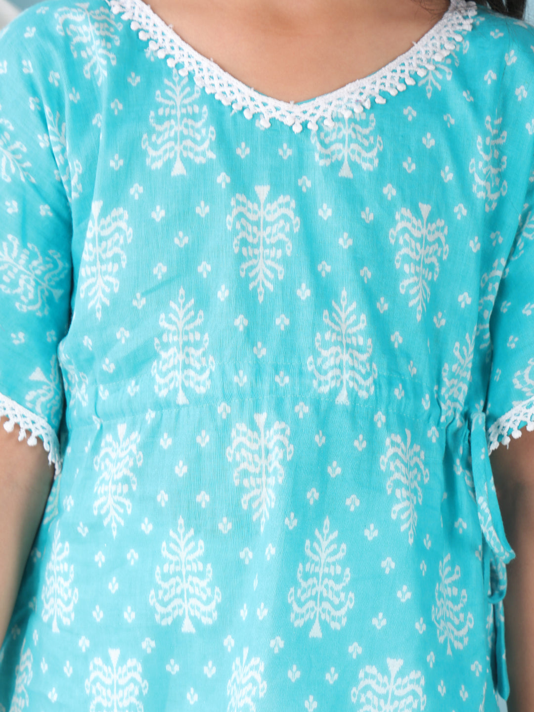 Blue Floral Printed Kaftan