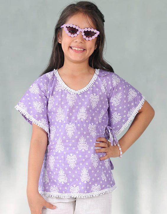 Purple Floral Printed Kaftan