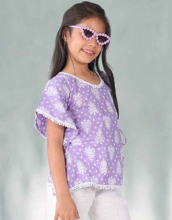 Purple Floral Printed Kaftan