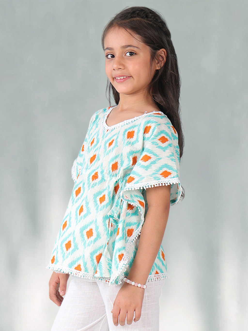 Blue checkered Printed Kaftan