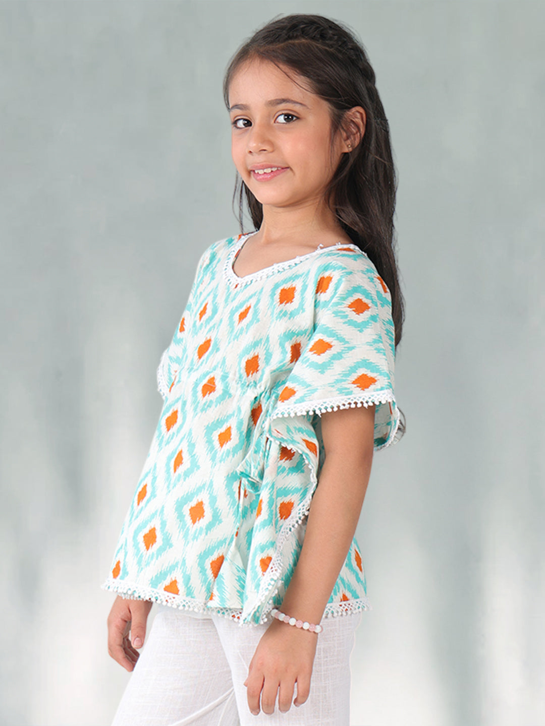 Blue checkered Printed Kaftan