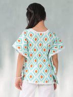 Blue checkered Printed Kaftan