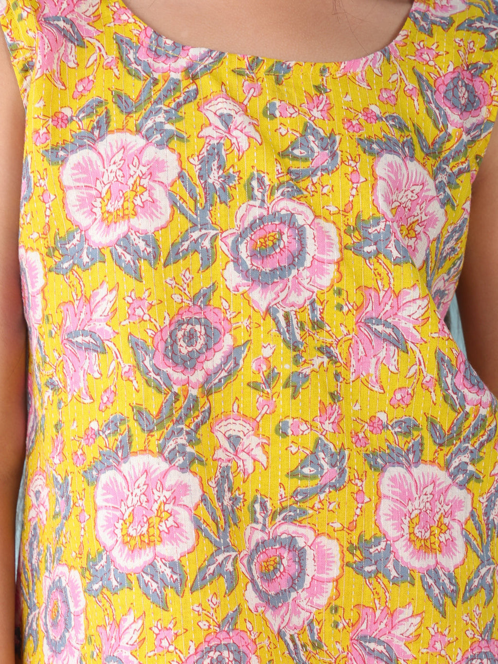 Yellow floral printed  sleeveless Short Top