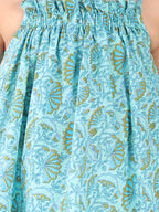 Blue sleeveless floral jaal Top