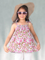 Pink floral sleeveless Top