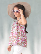 Pink floral sleeveless Top