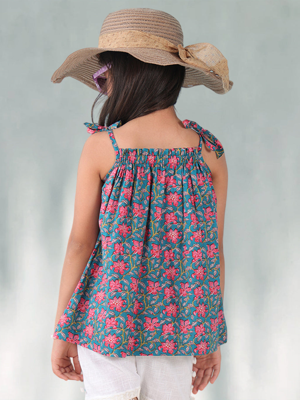 Blue floral buti sleeveless Top