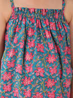 Blue floral buti sleeveless Top