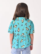 Blue Unicorn Printed High Low Top