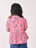 Pink Unicorn Printed High Low Top