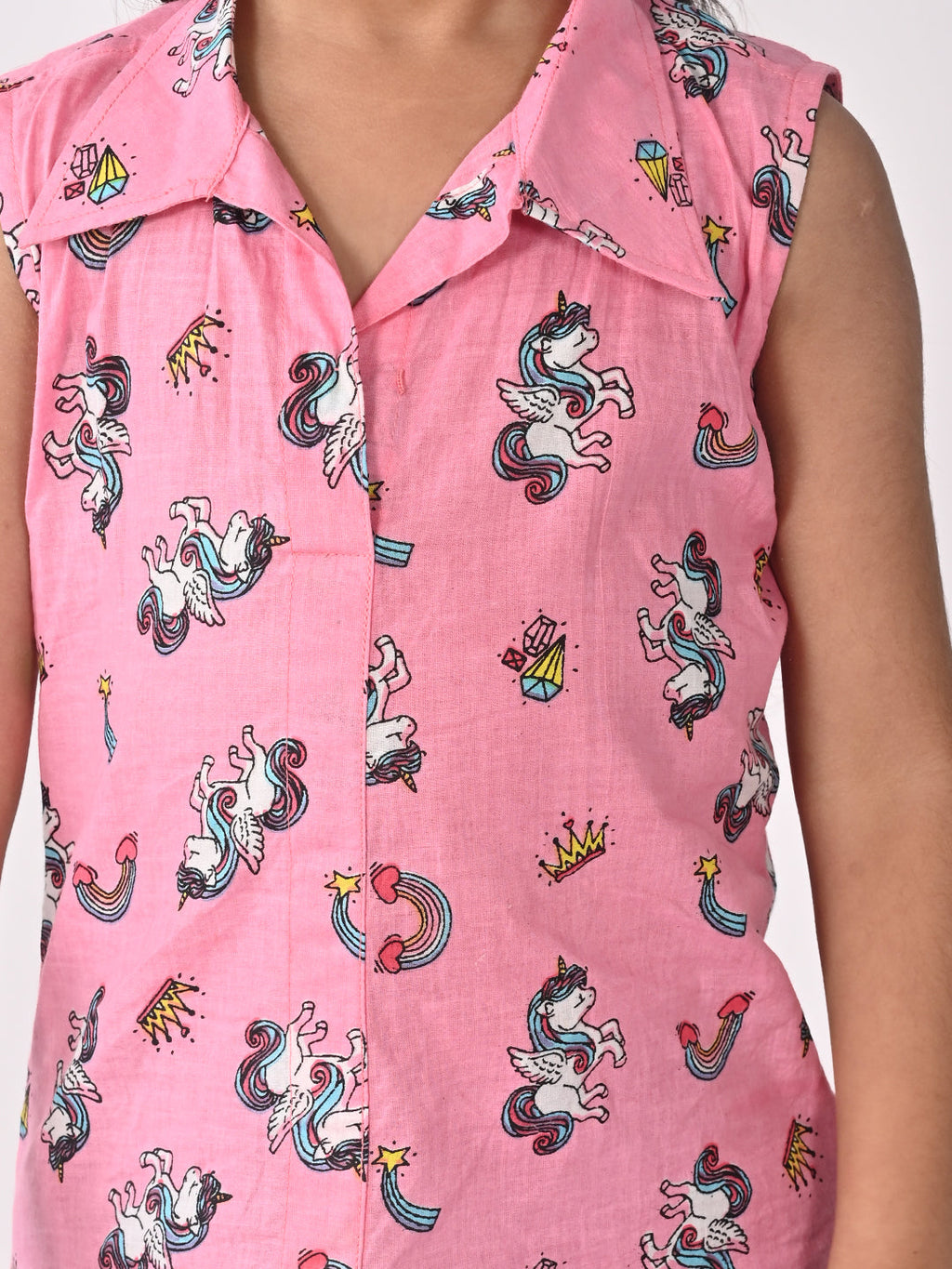 Pink Unicorn Printed High Low Top
