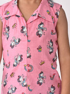 Pink Unicorn Printed High Low Top