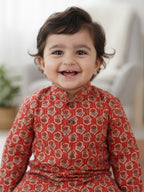 Red Floral Motif Printed Katha Kurta With Pajama