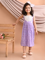 Kinder Kids Girls Purple Half Sleeve Dress