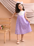 Kinder Kids Girls Purple Half Sleeve Dress