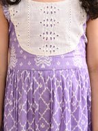 Purple Sleeveless Dress with white patchwork at neck